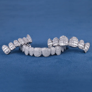Customized Fine Jewelry Hip Hop Iced Out S925 <b>Silver</b> 10K 14K 18K Solid Gold VVS Baguette Moissanite Lab Diamond Teeth Grillz - Product Image 4
