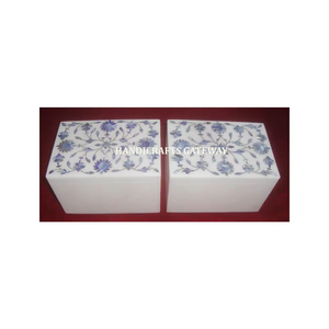 Cajas Decorativas de Mármol Blanco Puro con Madreperla Azul - Product Image 1