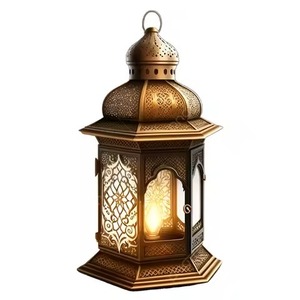 Faroles metálicos de Ramadán con diseños intrincados cortados a láser para crear un ambiente espiritual en el hogar e iluminar el área de oración. - Product Image 5