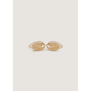 Pendientes de Aro con Diseño de Alas Cleo, Modernos, con Diamantes de Circonio, Perlas, Baño de Rodio y Oro, Ideales para Fiestas y Regalos, Hechos de Latón y Cobre - Product Image 5