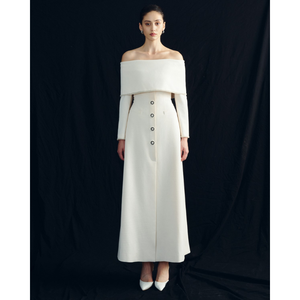 Robes de mode de luxe femmes LAYLA robe à épaules dénudées tissu écologique marque personnalisée blanc Vietnam en vrac en gros - Product Image 1