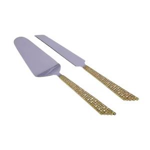 Cuchillo de pastel Chapado en cobre y material de servidor de acero inoxidable para cortar pasteles en fiestas y eventos de cumpleaños - Product Image 2