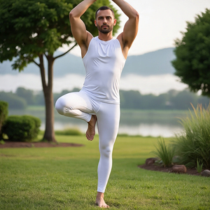 Athletic Yoga Running Leggings High Elastic Waist Fitness Exercise Yoga <b>Compression</b> Leggings Men's - Product Image 3