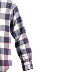 Camisa a Cuadros para Hombre, Manga Larga, Cuello Abotonado, Informal, de Algodón, con Bolsillo en el Pecho, para Primavera, en Colores Gris, Azul y Rojo, Venta al Por Mayor - Product Image 3