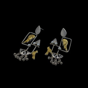 เทรนด์ล่าสุดปาร์ตี้แฮนด์เมดแฟชั่นเคลือบทองเหลืองห่วงนก dualtone sud ต่างหูสําหรับเด็กหญิงและสตรี - Product Image 1