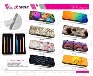 Venta al por mayor pinzas de pestañas japonesas de acero inoxidable de alta calidad embalaje personalizado con punta puntiaguda para extensión de pestañas - Product Image 6