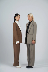Petrichor femmes été haute couture Blazer col en v décontracté Polyester costume simple bouton fermeture tissé non tissé laine tissu - Product Image 3