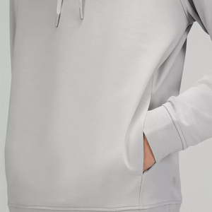 Men's Light Gray Hooded <b>Sweatshirt</b> Regular Fit Raglan Sleeve Cotton Knitted Casual Autumn Wear - Product Image 6