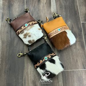 New High-Quality Western Hand Tooled Cowhide Leather Waist <b>Bag</b> with Small <b>Phone</b> Purse <b>for</b> Women's Motorcycle Riding Hip Pouch - Product Image 1
