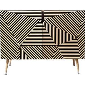 Table console incrustée d'os faite à la main avec des meubles de salon indiens en laiton MDF moderne. Os et laiton - Product Image 1