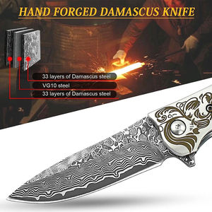 Couteau pliant en acier de Damas, couteau de poche pliant professionnel de petite taille pour l'extérieur, vente en gros, design 2025, couteaux de camping en plein air - Product Image 2