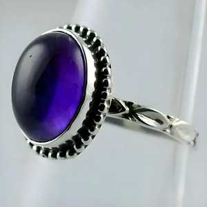 Navya Craft Women's Boho <b>Statement</b> <b>Ring</b> Handmade 925 Sterling Silver Amethyst Bezel Setting One Size Fits All Size 4 14 Gift - Product Image 6