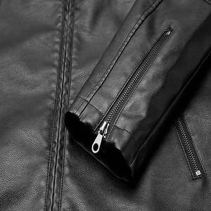 Venta al por mayor de alta calidad de PU Casual Hombres Vintage Chaquetas de cuero OEM de moda de invierno cortavientos Chaquetas de moto de cuero en blanco - Product Image 5