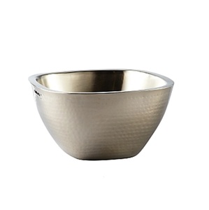 Bol à salade carré en acier inoxydable à double paroi en gros Plat en métal léger Utilisé Table à manger Pièce centrale Bol à fruits décoratif - Product Image 1