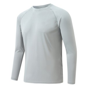T-Shirt manches longues décontracté de grande taille pour hommes Haut de protection solaire pour extérieur/entraînement Vêtements de style polaire solide - Product Image 3