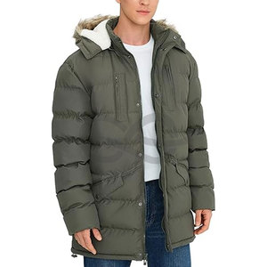 Abrigos largos de invierno para hombre Chaquetas gruesas aisladas con capucha hinchadas resistentes al agua cálidas con Capucha ajustable - Product Image 1