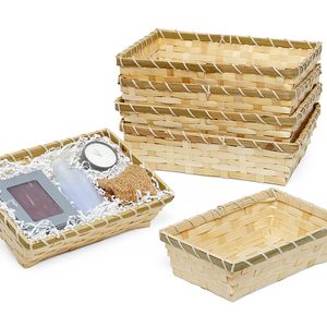 Natural Bamboo Xena Woven Rectangular Storage <b>Baskets</b> for <b>Bathroom</b> Organization - Product Image 1