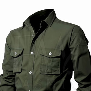 Women's Button Down Long Sleeve Cargo <b>Shirt</b> with Shoulder Straps 100% Cotton Customized Peking <b>Safari</b> Style - Product Image 2