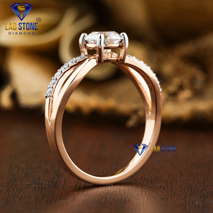 1.068 TDW แหวนเพชรกลม18K สีโรสโกลด์ HPHT Lab Stone CVD - Product Image 5