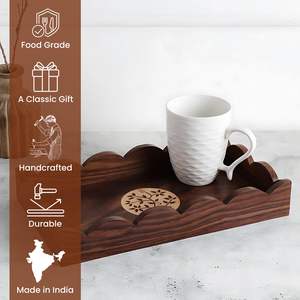 Bandeja de Madera con Bordes Curvos y Tallado Central, Bandeja Decorativa de Madera Más Vendida, Confiable y Duradera al Precio Más Bajo - Product Image 3