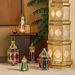 2026 Latest Hot Selling Moroccan <b>Metal</b> <b>Lanterns</b> Dual Shade Glass Table Top Candle Holder Christmas Ramadan Home Decoration - Product Image 4