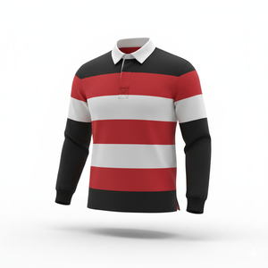 Hombres Color Block Rugby Camisa Manga Larga Polo Casual Streetwear Pullover Top - Product Image 2