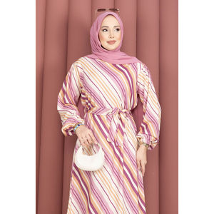 Vestido Casual con Estampado Floral Rosa, Cinturón, Ropa Sostenible de Alta Calidad para Graduación, Transpirable, con Volantes Naturales - Product Image 2