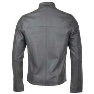 Chaquetas de cuero casuales de otoño para hombre con logo frontal GW-526, ropa de marca OEM, chaqueta de motociclista de mezclilla y lona tejida para hombre - Product Image 3