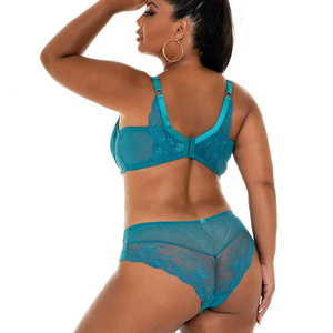 Ensemble de Lingerie Sexy pour Femmes, Soutien-Gorge Rembourré à Bonnets Complets et Culotte en Dentelle, Broderie Florale, Grande Taille, Lingerie Élégante et Vêtements de Nuit, Vente en Gros - Product Image 2