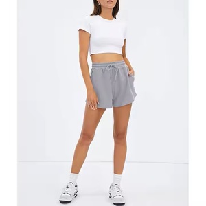 Cómodos pantalones cortos de felpa francesa de algodón para mujer, pantalones cortos informales de gimnasio de peso pesado de talla grande, conjunto de pantalones cortos con patrón sólido - Product Image 2