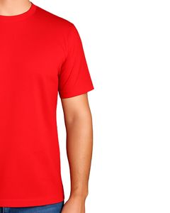 T-shirt à col rond rouge uni pour hommes, tissu en coton doux, haut décontracté à manches courtes confortable pour tous les jours et la mode estivale - Product Image 3