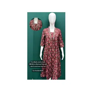 Wholesale Fashion Custom Logo Womens Muslin Kurti for Daily Wear Use for Export Selling at Low Price