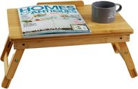 Bureau d'ordinateur portable Mangowood avec pieds pliants, surface inclinable, table de travail, support d'ordinateur portable réglable, plateau de lit pour TV, canapé, étude