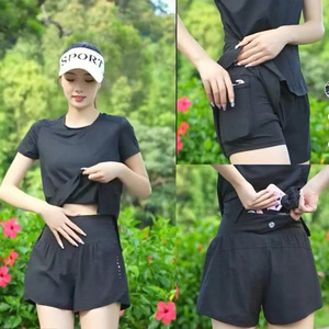 Pantalones de gimnasio para correr para mujer con bolsillos con cremallera, conjunto que cubre el vientre, ropa de yoga y aeróbicos para mujer de calidad hermosa y fresca - Product Image 1