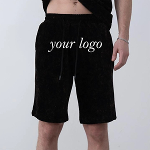 Pantalones cortos de algodón para hombre con logotipo personalizado al por mayor, pantalones cortos transpirables de alta calidad de talla grande de color liso informales de verano para hombre - Product Image 4
