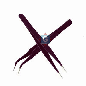 Pinzas profesionales de Extensión de pestañas de acero inoxidable púrpura puntas afiladas para uso doméstico equipo de belleza - Product Image 1