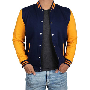 Custom Men's Letterman Cotton <b>Fleece</b> Varsity Jacket <b>Black</b> with Custom Color Embroidery Logos Jacket for Men Made in Pakistan - Product Image 5