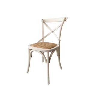 Chaise de salle à manger à dossier croisé en bois de teck massif avec siège en rotin et matériau de haute qualité pour une utilisation intérieure et extérieure - Product Image 4