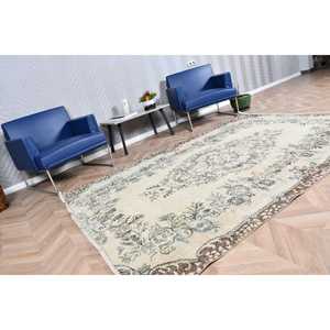 Tapis turc 5,4x7,9 pieds, tapis persan gris en laine - Product Image 2