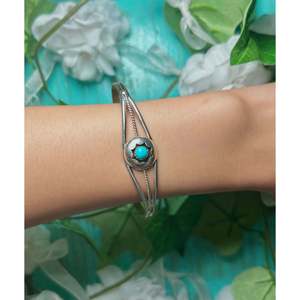 Navajo Kingman Turquoise & Sterling <b>Silver</b> <b>Cuff</b> <b>Bracelet</b> Cultural Collectible Jewelry - Product Image 4