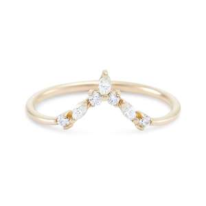 Anillo de Diamantes Elegante Personalizado, Anillo Apilable en Forma de V con Circonita Cúbica Blanca Marquise, Anillos de Plata de Ley 925 - Product Image 1