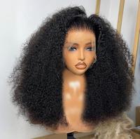 Perruque frontale en dentelle suisse HD Pixie Curly, cheveux indiens bruts alignés sur les cuticules, bouclés profondément, ondulés effet eau, perruques en cheveux humains avec dentelle frontale