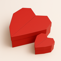 Boîte cadeau en papier personnalisable de 2 mm d'épaisseur, en matériaux recyclés écologiques, en forme de cœur rouge en relief, emballage romantique pour la Saint-Valentin
