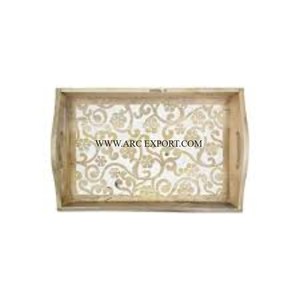 Resorts Table Plateaux de serveur de nourriture décoratifs Forme rectangulaire Dessus de table en bois Plateaux de service de cuisine pour aliments et desserts en Inde - Product Image 5