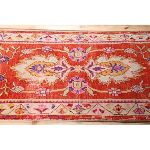 2.7x5.4 ft Rug, Vintage Turkish Rug, <b>Red</b> Ikat <b>Wool</b> Rug - Product Image 3