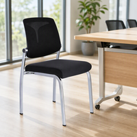 Lot de 6 chaises de formation empilables en maille noire avec dossier respirant et base chromée à 4 pieds – Sièges peu encombrants pour salle de conférence 699