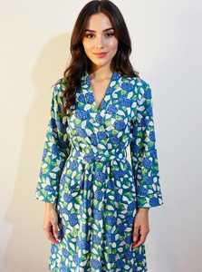 Spa Hotel Floral Cotton <b>Kimono</b> Robe With Design <b>Belt</b> Lightweight Bathrobe - Product Image 3