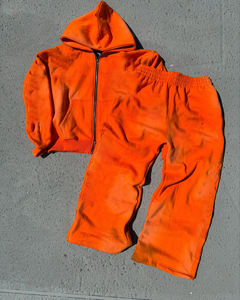 Custom <b>Vintage</b> Streatwear Heavy Weight <b>Zip</b> <b>up</b> Jacket Dtg Print Zipper French Terry Acid Wash Distressed <b>Hoodie</b> - Product Image 4