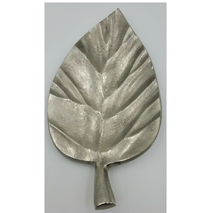 Bandeja de Servir Moderna de Aluminio con Diseño de Hoja para Cocina, Hogar, Hotel, Restaurante, Acabado Metálico, Bandeja de Metal para Mesa de Comedor - Product Image 1