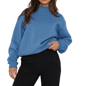 Women Casual Oversized Regular Mockneck Fleece Long Sleeve Sweatshirt Pullover Autumn Soft Loose Streetwear Fashion <b>Top</b> Daily - Product Image 1